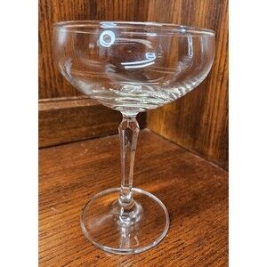 Set of 6 Elegant Champagne Glasses w/ Faceted Stems